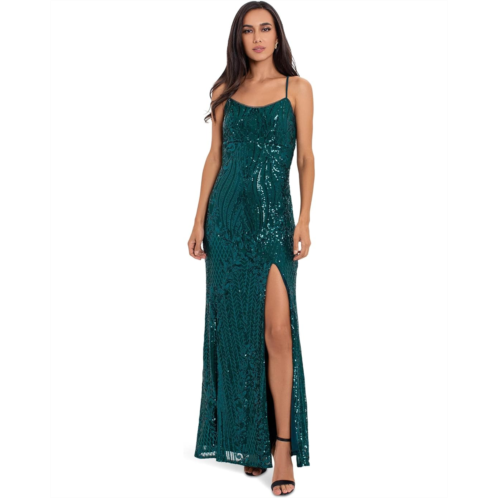 Betsy & Adam Long Sequin Gown