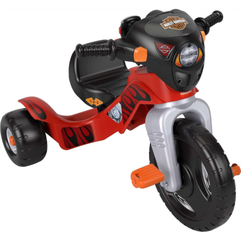 Fisher-Price Harley Davidson Toddler Tricycle Ride-On Preschool Toy, Lights & Sounds Trike with Adjustable Seat