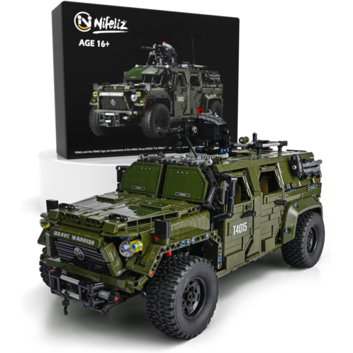 Nifeliz Warrior Military Car Building Kit, Collectible Building Army Model Truck, Military Toys for Men and Adults (3,175 Pieces)