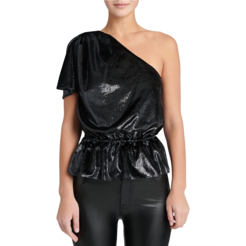 7 For All Mankind One Shoulder Ruffle Top