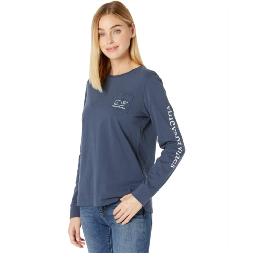 Womens Vineyard Vines Long Sleeve Whale Print Tee