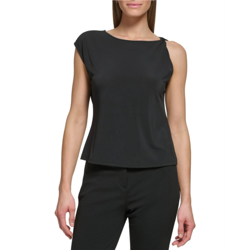 Womens DKNY Cap Sleeve Twist Shoulder Tee