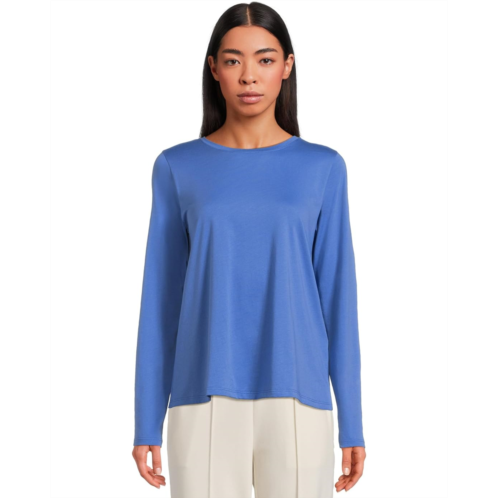 Womens Eileen Fisher Round Neck Long Sleeve Tee