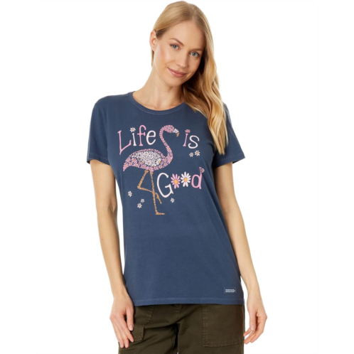 Life is Good Daisy Flamingo Short Sleeve Crusher-Lite Tee