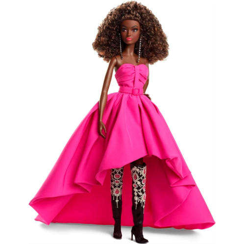 Barbie - Fuchsia Long Dress Doll in Taffeta with Sweetheart Neckline with Pleats and Gathering Details, Matching Belt and a Wide Train, Adult Toy, HBX96