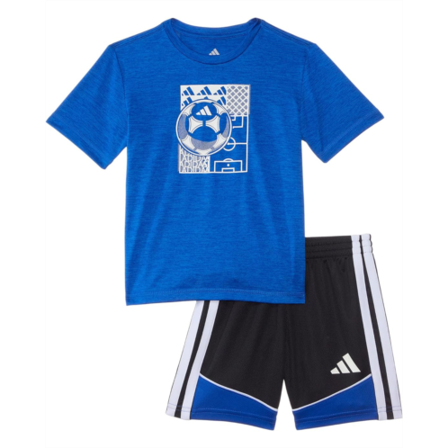 Adidas Kids Melange Tee & Colorblock 3S Shorts Set (Toddler/Little Kid)