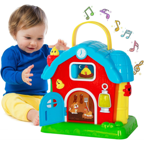 HISTOYE Musical Barn Activity Cube Learning Baby Toys for 1 Year Old Developmental Toddler Early Educational Baby Toys 12-18 Months Interactive Toys for 1 2 3 4 Year Old Girls Boys