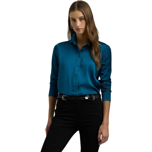 POLO RALPH LAUREN Womens LAUREN Ralph Lauren Classic Fit Satin Charmeuse Shirt