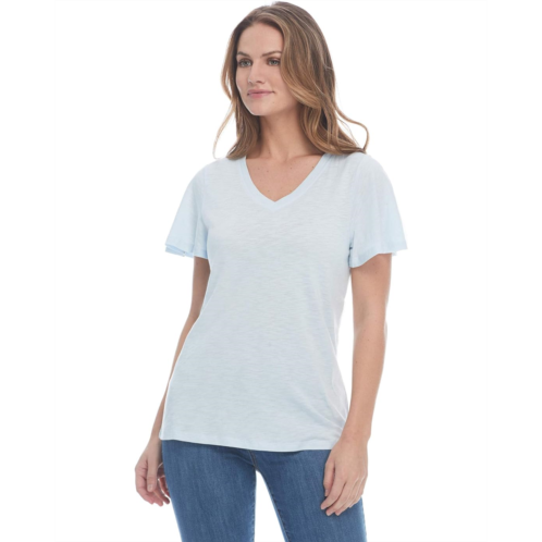 FDJ French Dressing Jeans Short Flare Sleeve V-Neck Top