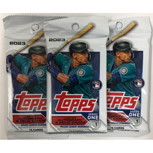 Topps 2023 Series 1 Baseball MLB Set of 3 Packs - 16 Cards per Pack - 48 Trading Cards Total