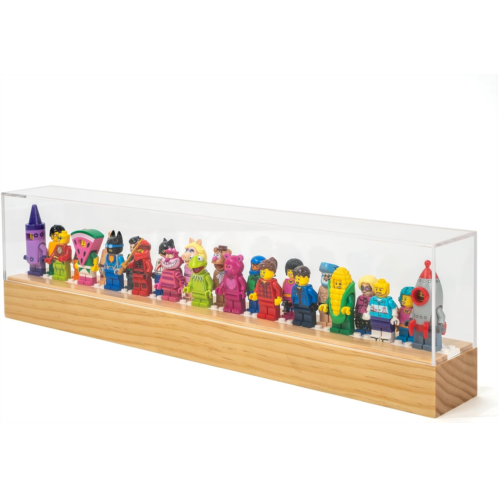 Matterkids Minifigure Display Case with UV Protection Cap, Mini Action Figure Display Shelf, Mini Figure Display Stand Cabinet Storage Box Wooden Display Ledge for Lego Minifigure