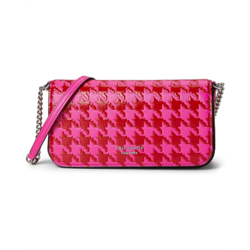 Kate Spade New York Devin Houndstooth Embossed Saffiano Leather Flap Chain Wallet