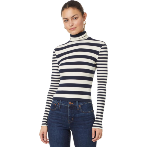 Womens Madewell Cropped Turtleneck Top in Contrasting Stripe