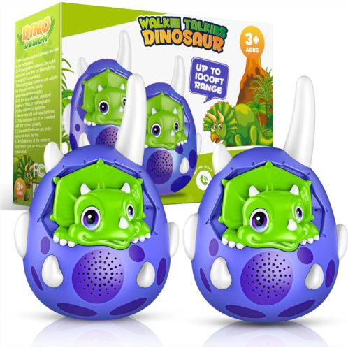 Dinosaur Walkies Talkies Toys for Kids: DASTION-99 Walkie Talkie 2 Pack Dinosaur Toy for Kids 3 4 5 6 Year Old Boys Girls Christmas Birthday Gifts for 3 4 5 6 Year Old Boy Stocking