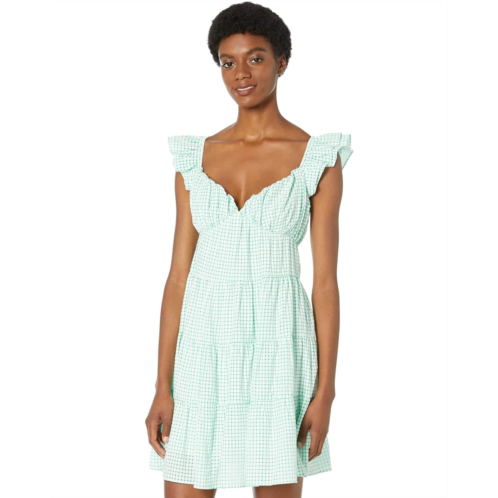 English Factory Gingham Printed Tiered Mini Dress