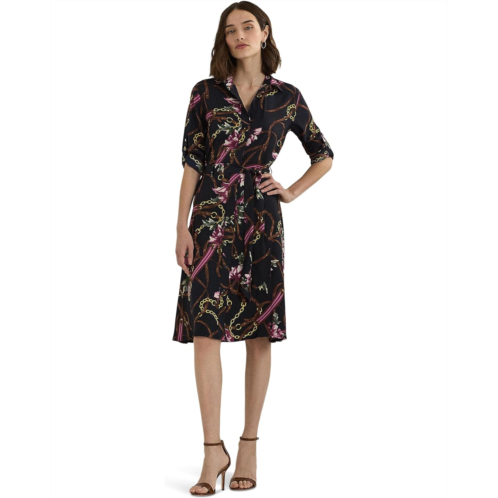 POLO RALPH LAUREN Womens Lauren Ralph Lauren Print Crepe Shirtdress