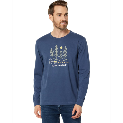 Mens Life is Good Hiking Through The Woods Long Sleeve Crusher-Lite Tee