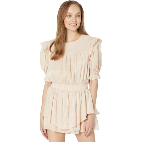 English Factory Puff Sleeves Skort Romper