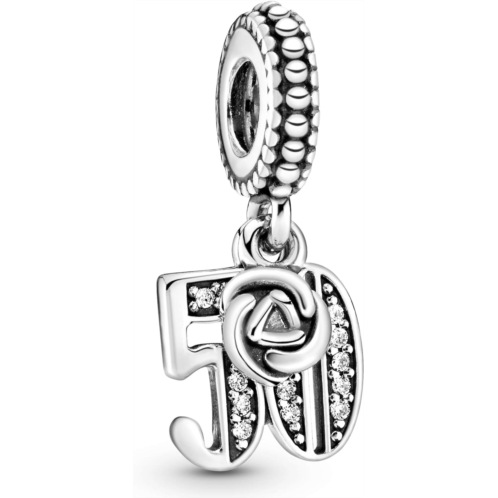Pandora Jewelry 50 Years of Love Cubic Zirconia Charm in Sterling Silver, No Box