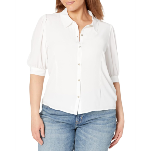 Womens Tommy Hilfiger Short Sleeve Tile Button-Down Top