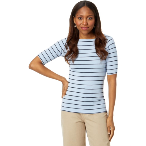 Womens NIC+ZOE Wide Stripe Rib Knit Boatneck Tee