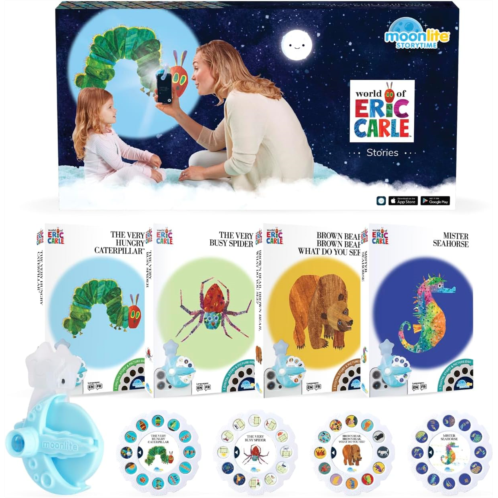 Moonlite Storytime Mini Projector with 4 Eric Carle Stories, A Magical Way to Read Together, Digital Storybooks, Fun Sound Effects, Early Sensory Learning, Gifts for Kids Ages 1 an