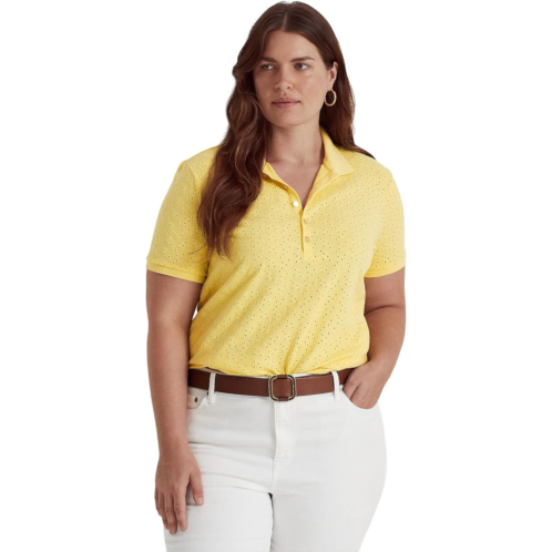 POLO RALPH LAUREN Plus Size Eyelet Jersey Polo Shirt