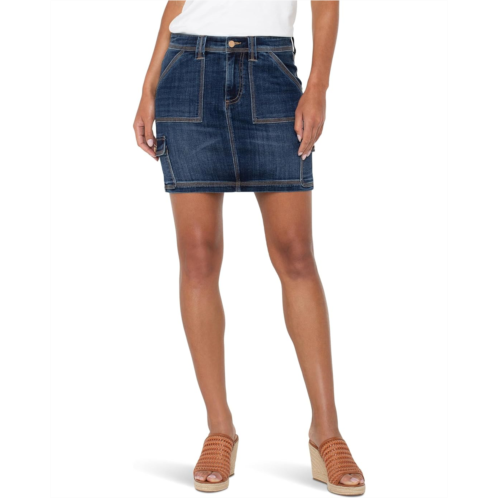 Womens Liverpool Los Angeles Triple Needle Mid-rise Denim Cargo Skirt