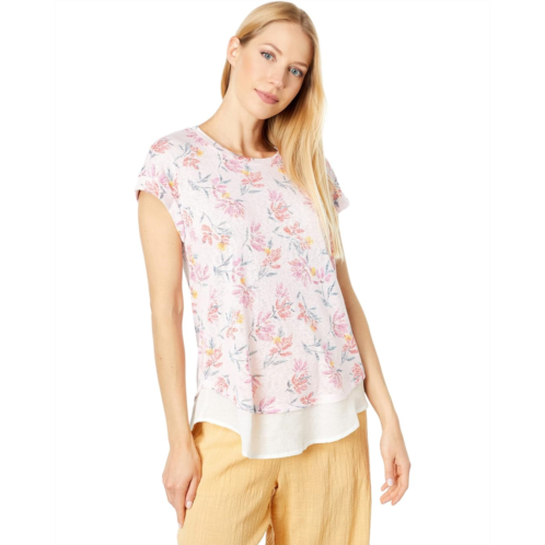 Bobeau Short Sleeve Crew Neck Flounce Top