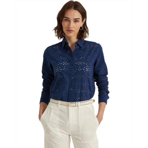 POLO RALPH LAUREN Petite Eyelet Cotton Shirt