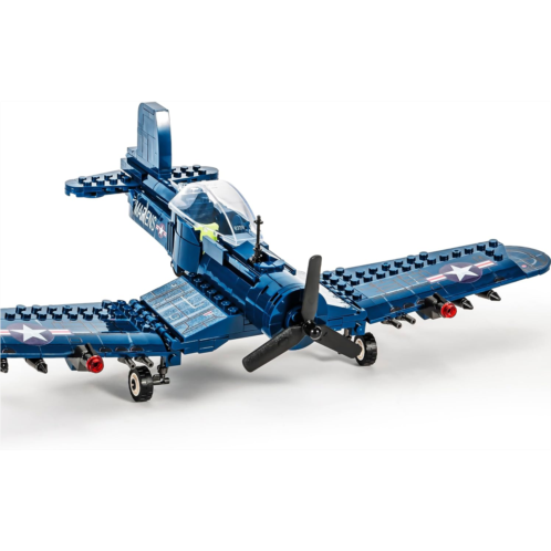 SEMKY Military Fighter Jet F4U WW2 Fighter Aircraft Jet Corsair Air Force Building Block Set (440 Pieces) -Building and Military Toys Gifts for Kid and Adult