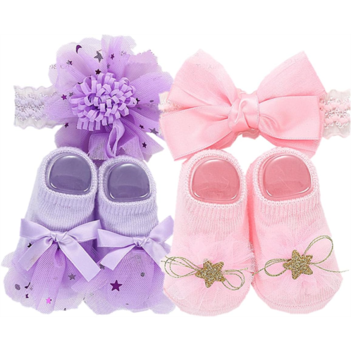 18-24 inch TatuDoll Girl Doll Accessories 2 Sets Headflowers+Shoes Pink &Purple Suits Reborn Baby Play Accessories