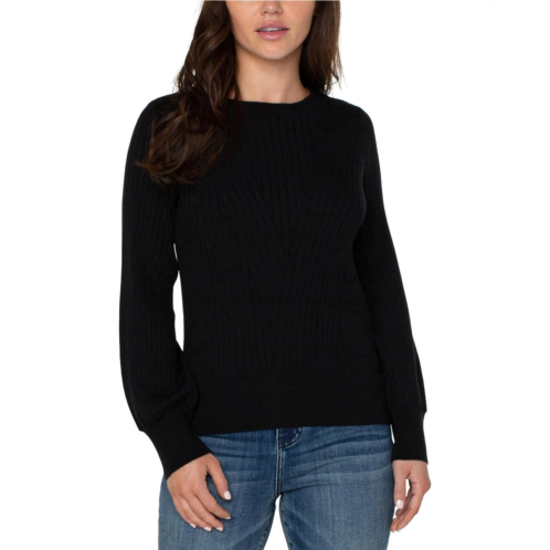 Womens Liverpool Los Angeles Long Sleeve Crew Neck Sweater With Transfer Rib Detail