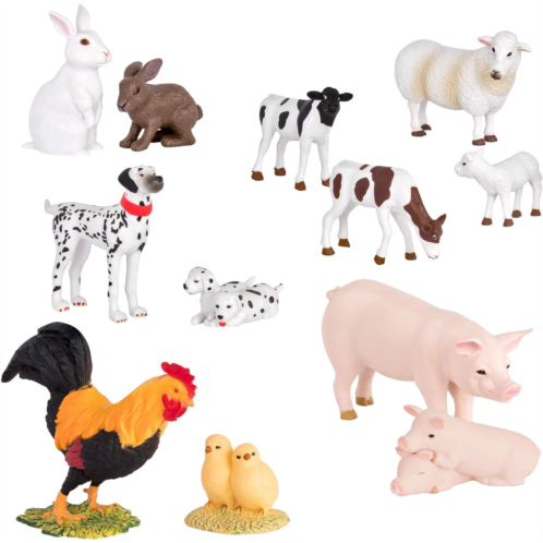 Terra by Battat - Toy Farm Animals - Cows, Dogs, Pigs & More - Realistic & Detailed Animal Toys for Kids - 6 Barnyard Animal Pairs - Farm Animal Set - 3 Years +