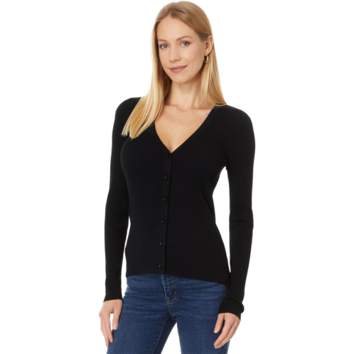 Womens Lilla P Ribbed Cardigan Sweater