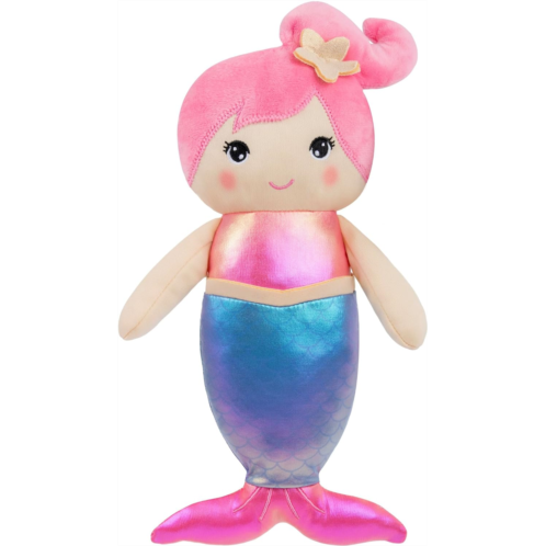 Baby Essentials My First Doll, First Soft Plush Baby Doll with Rattle 12 Inch Sleeping Cuddle Plush Fabric Rag Doll for Baby, Toddler Girls and Boys (Mia (Mermaid))