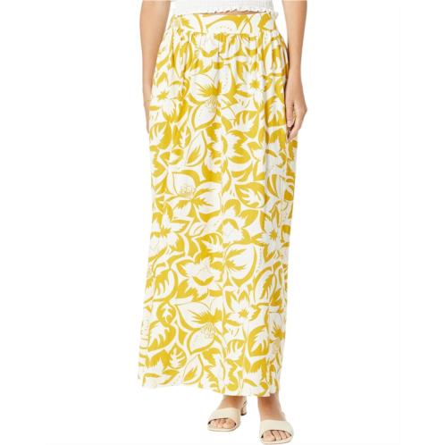 Madewell Linen-Blend Shirred Maxi Skirt in Tropicale Floral