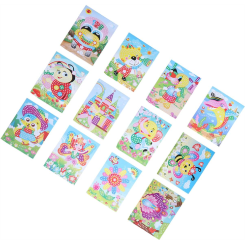 FAVOMOTO 12 Pieces Mosaic Stickers for Kids Crafts School Supplies for Nursery Early Learning Center Creative Thinking Hand-Eye Coordination