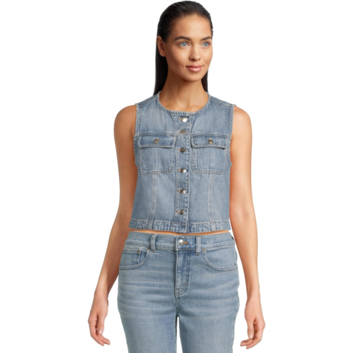 Womens Madewell Round Neck Button Denim Shell In Robertson Wash