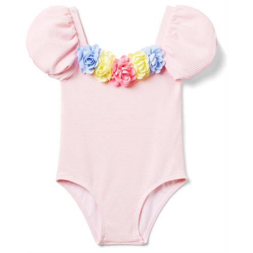 Janie and Jack Pink Flower Onepiece (Toddler/Little Kids/Big Kids)