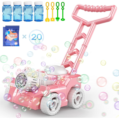 Wesfuner Bubble Machine,Bubble Blower Maker,Bubble Lawn Mower for Toddlers 1-3,Summer Outdoor Push Backyard Toys,Wedding Party Favors,Christmas Birthday Gifts for Preschool Baby Boys Girls