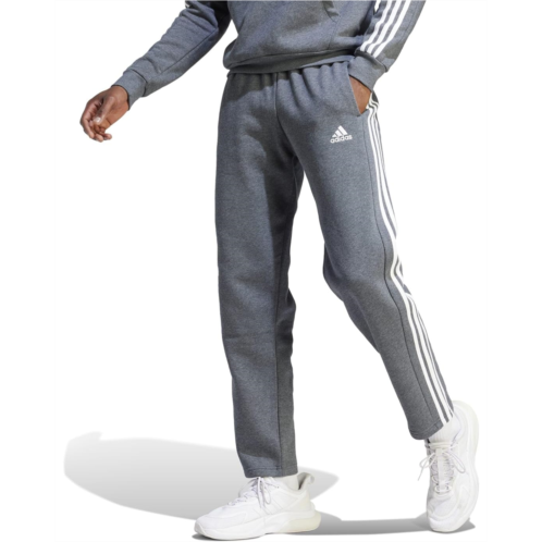 Mens adidas Essentials Fleece Open Hem 3-Stripes Pants