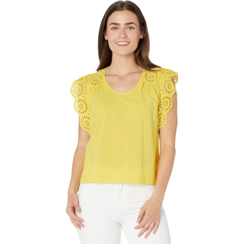 Lilla P V-Neck Tank with Eyelet Sleeve