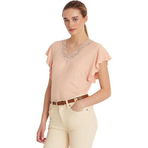 POLO RALPH LAUREN Petite Linen-Blend Jersey Flutter-Sleeve Tee