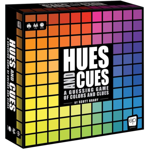 USAOPOLY HUES and CUES - Vibrant Color Guessing Board Game for 3-10 Players Ages 8+, Connect Clues and Guess from 480 Color Squares
