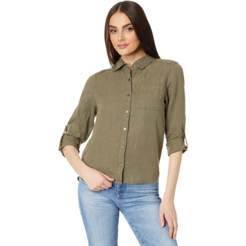 Womens Michael Stars Spencer Pocket Long Sleeve Button Down