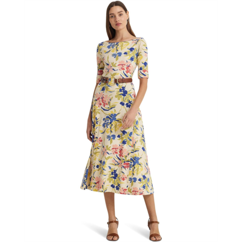 POLO RALPH LAUREN Floral Stretch Cotton Midi Dress