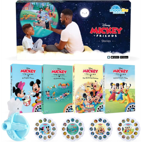Moonlite Storytime Mini Projector with 4 Mickey Mouse and Friends Stories, A Magical Way to Read Together, Digital Storybooks, Fun Sound Effects, Learning Gifts for Kids Ages 1 and