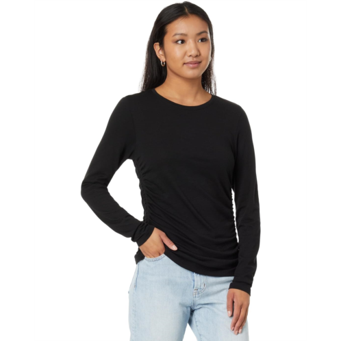 Womens Lilla P Long Sleeve Shirred Side Crew Neck