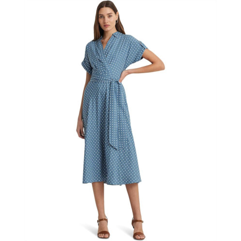 POLO RALPH LAUREN Polka-Dot Belted Crepe Dress